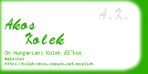 akos kolek business card